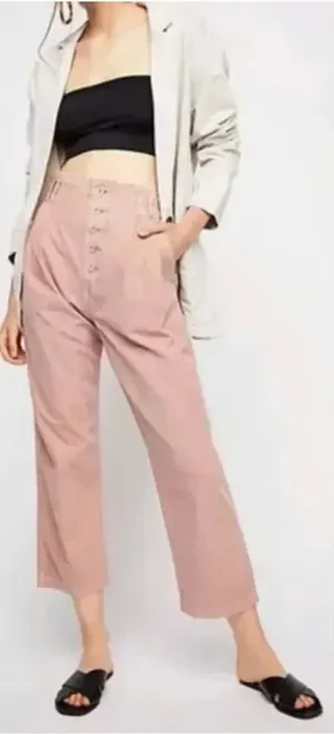 Free People Compass Star‎ Trousers Pants in Pink Cotton Size 2 thumbnail 1