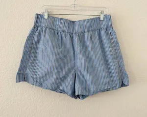 Quince Organic Cotton Striped Pull-On Boxer Shorts Blue Size L thumbnail 1