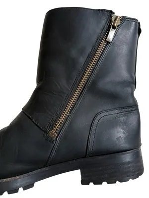 UGG Leather Niels Moto Boots Black Size 10 thumbnail 6