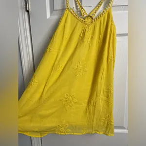 ZARA TRAFALUC COLLECTIONS Yellow Embroidered Mini Dress, Small thumbnail 3