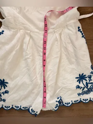 Carolina Constas Linen Embroidered Romper Small thumbnail 9