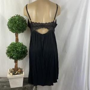 Soma Black Lace Trim Short Sleep Dress XL thumbnail 3
