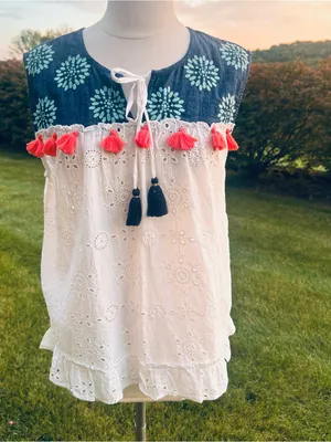 THML Sleeveless Boho White Eyelet Top thumbnail 2