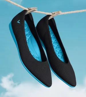 Vivaia Lightweight Pointed Toe Ballet Flats Womens 37 Aria Walker Black Lapis thumbnail 1
