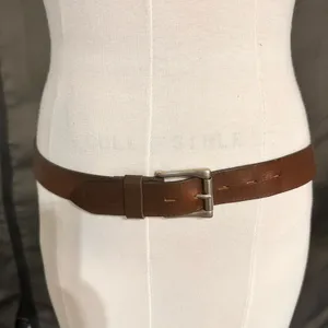 Vintage Brown Leather Belt Men's Unisex Classic Accessories Dress Up Work thumbnail 2