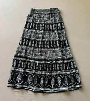 Nicole Miller boho Tribal Printed Tiered Maxi Skirt thumbnail 1