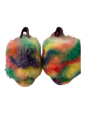 UGG Fluff Yeah Pride Slipper women's, Rainbow Tied dye, size 7, NEW with tags thumbnail 2