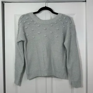 Abercrombie & Fitch Women’s Powder Blue V-Neck Faux Wrap Sweater Size Medium thumbnail 3