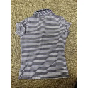Nike Dri-Fit Golf Short Sleeve Polo Shirt Women’s Size Med Purple Yellow Stripe thumbnail 3