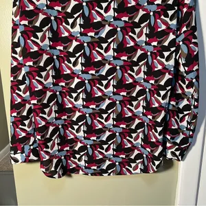 Loft Women's Size Small Long Sleeve Blouse Chest Pocket Black White Blue Floral thumbnail 8
