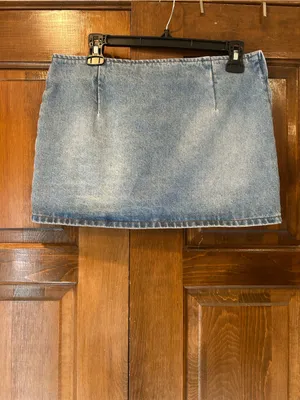 Edikted Slitted Denim Mini Skirt Blue Size M NWT Festival Grunge Streetwear thumbnail 3