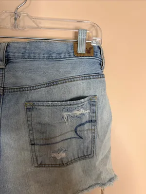 American Eagle Outfitters light blue distressed cutoff denim shorts thumbnail 7