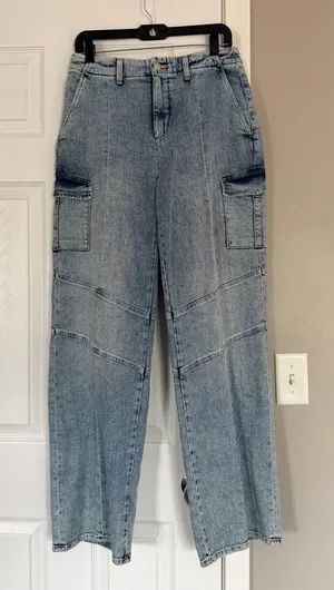 L’agence High Rise Wide Leg Barrel Style Blue Denim Jeans thumbnail 1