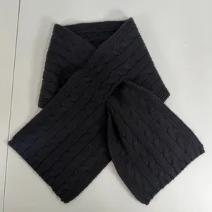 Lands End Scarf Black Cable Knit Keyhole Pull Through Neck Warmer Classic Preppy thumbnail 3