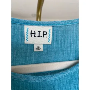 H.I.P. Blue Babydoll Mini Dress Gauze Boho Coastal Core‎ XS Cottagecore Summer thumbnail 5