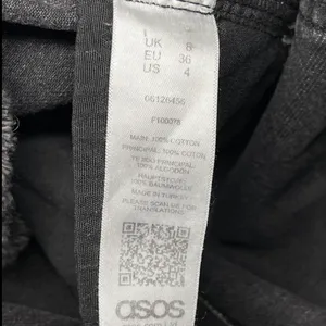 ASOS Black Denim Overall Dress Mini Skirt Size 4 Adj. Straps Boho Y2K EUC thumbnail 6