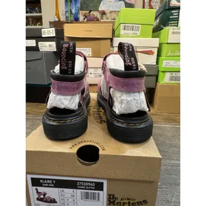 NEW DR MARTENS Klaire Y Strap Sandals Shoes Pink Glitter Girls Size 38 Women's 7 thumbnail 5