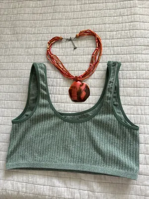 Lucky brand, sage, green ribbed sport casual comfy lounge bra L thumbnail 6