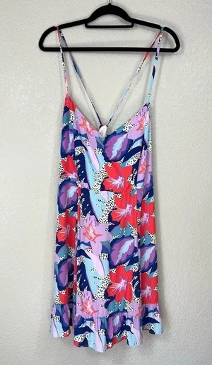 NWT Forever 21+ Lace Up Floral Dress thumbnail 1