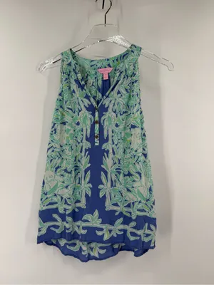 Lilly Pulitzer Bailey silk halter tank top koala wild blue size small thumbnail 6