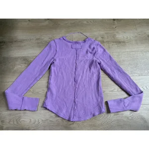 EUC We the Free Free People Thermal Waffle knit Top Purple stretch Size Small thumbnail 2