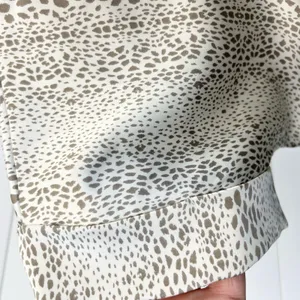 Entro Womens M Satiny Short Sleeve‎ Animal Print Top Shirt Taupe Cream Boho thumbnail 10