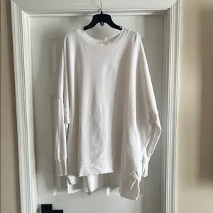 Aerie White Big Chill Oversized Distressed Sweatshirt thumbnail 3