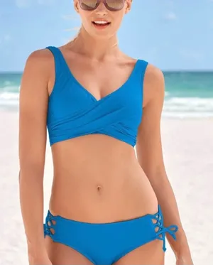 VENUS‎ Blue Bikini Set Medium Top Size 6 Bottoms Lace Up Wrap Swimwear thumbnail 1
