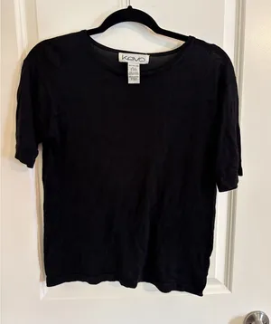 Vintage Kevo Collection Silk Knit Short Sleeve Black Top Size Small thumbnail 1
