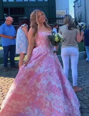 sherri hill floral ball gown thumbnail 1