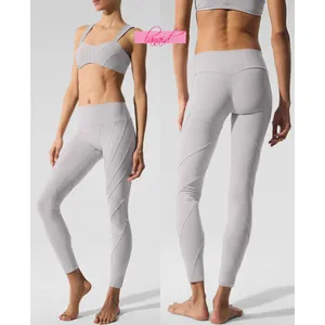 BUNDLE Alo Washed Alosoft Sunray Bra & High-Waist Legging Grey Sky Wash SET XS thumbnail 1