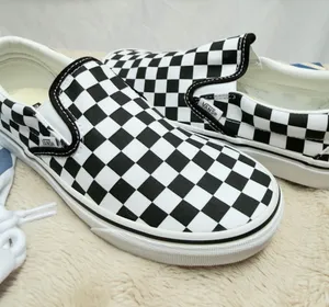 Custom Women’s Vans Checkerboard Slip-On Loafers - Black & White- new! Size 8W thumbnail 1