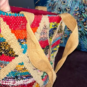Colorful Woven Tote Bag Red thumbnail 13
