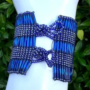 Blue beaded wide beaded bracelet thumbnail 5
