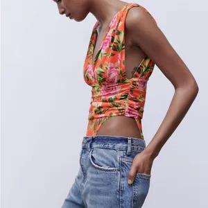 NWT ZARA Floral Print Bodysuit Size Small thumbnail 8