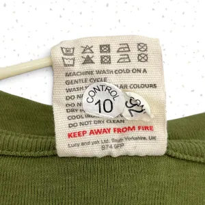 Lucy Yak Olive Green Long Sleeve Tee Lettuce Hem Crop Top Fit Fall Shirt Size M thumbnail 5
