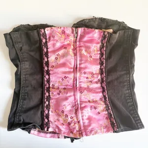 Tripp NYC Womens Y2K Pink Floral Brocade Lace Up Mall Goth Punk Corset Top XL thumbnail 8