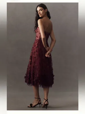 Dress The Population Kailyn Strapless Embroidered Midi Dress thumbnail 2