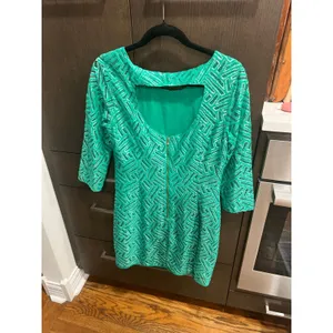 Lilly Pulitzer Camellia‎ dress in the Fern Green Bamboo Geo Lace size 8 thumbnail 3