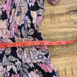 Natural Life Bella Maxi Dress M Boho Floral Smocked Waist Tiered Pockets Pink thumbnail 12