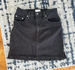 Aritzia Wilfred Free Black Denim Raw Hem Mini Skirt thumbnail 1
