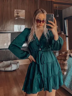 Princess Polly Randi Mini Dress in Teal Size 6 thumbnail 1