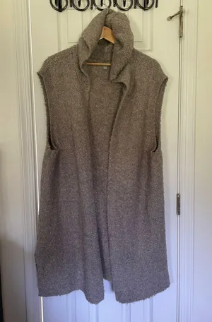 Aerie Beige & Tan Teddy Hooded Vest thumbnail 3