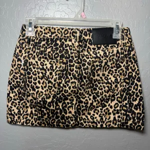 Princess Polly Nickei Denim Mini Leopard Print Skirt US 0 thumbnail 2