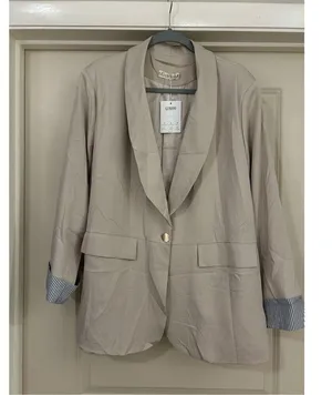 New Folded Cuff Open Front Long Sleeve Career Blazers Pockets 2x thumbnail 4