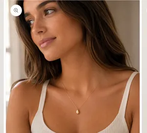 18K Gold Dipped 3D Teardrop Pendant Necklace | Minimalist Jewelry thumbnail 2