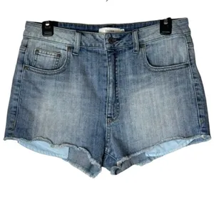 Talula Aritzia Shorts Womens 30 Blue Denim Medium‎ Wash High Rise Raw Hem Jean thumbnail 1