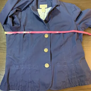 L.L.Bean Women's Navy Blue Cotton Blazer Jacket Size 14 REG Business Casual READ thumbnail 5