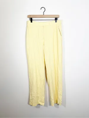 Abercrombie Buttercream Yellow Linen Blend Wide Leg Trouser Pants Size 8/29 thumbnail 2