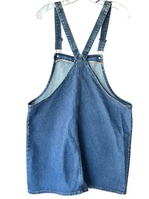 Wild Fable Blue Denim Overall Dress With Adjustable Straps & Front Pockets thumbnail 9